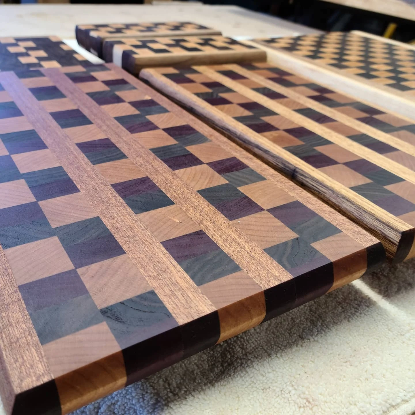 Several different grid-pattern boards in the March 2021 collection.