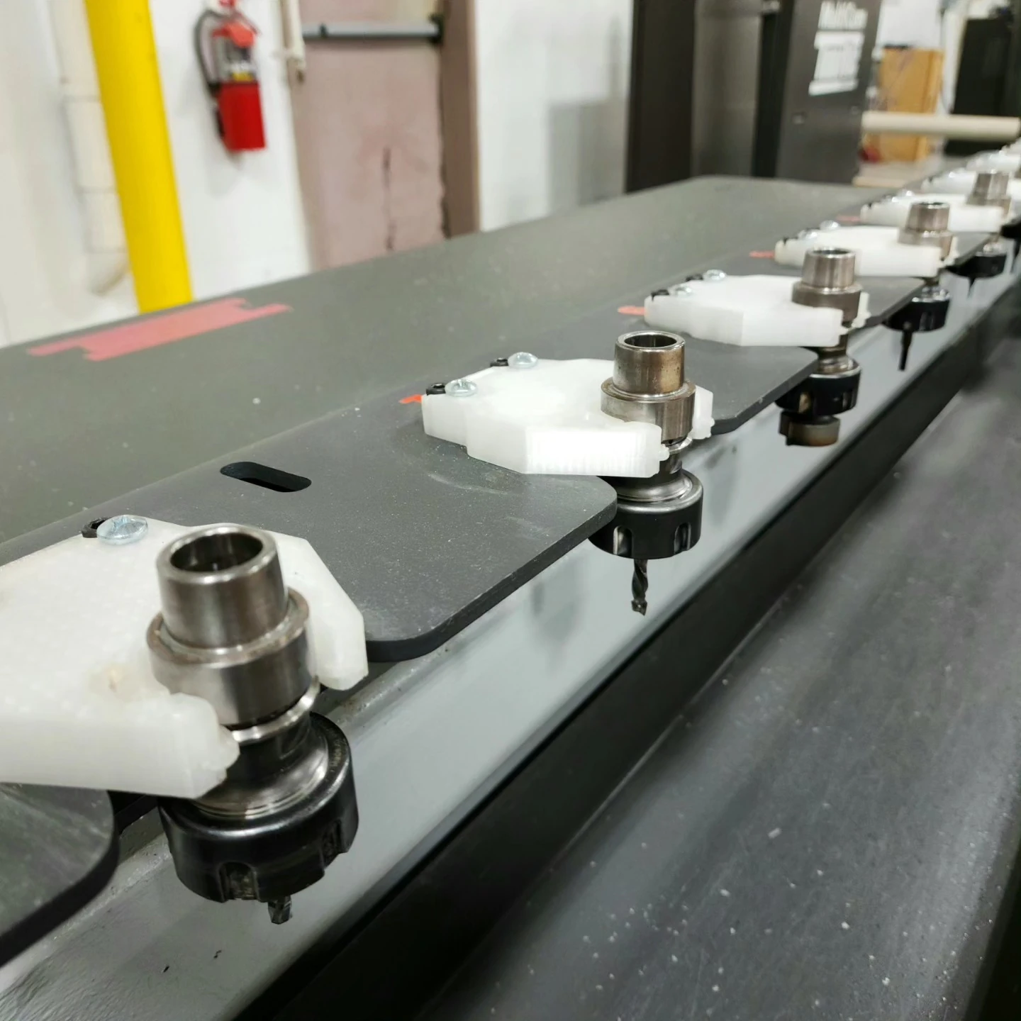 TPU tool forks installed in the CNC rack.